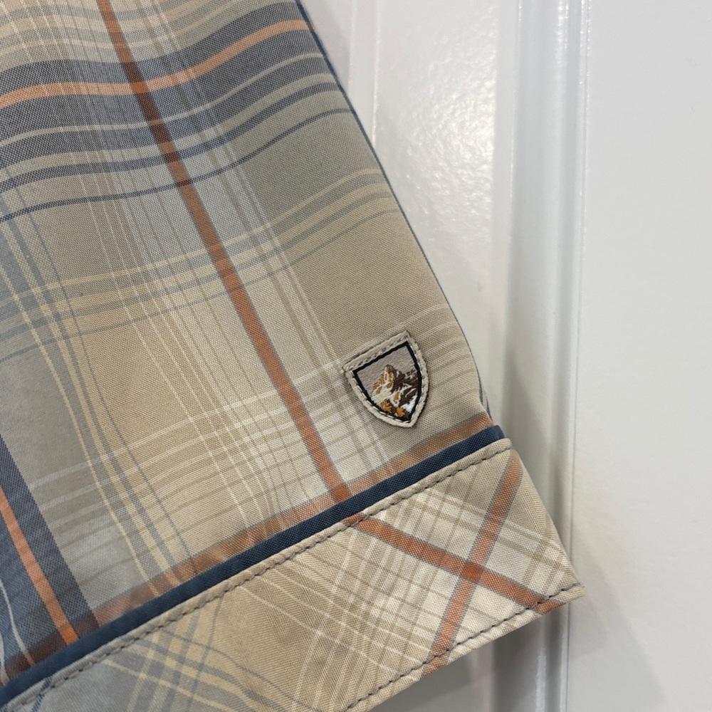 Men's Plaid Short Sleeve Shirt - Blue and Tan - Picture 5 of 7
